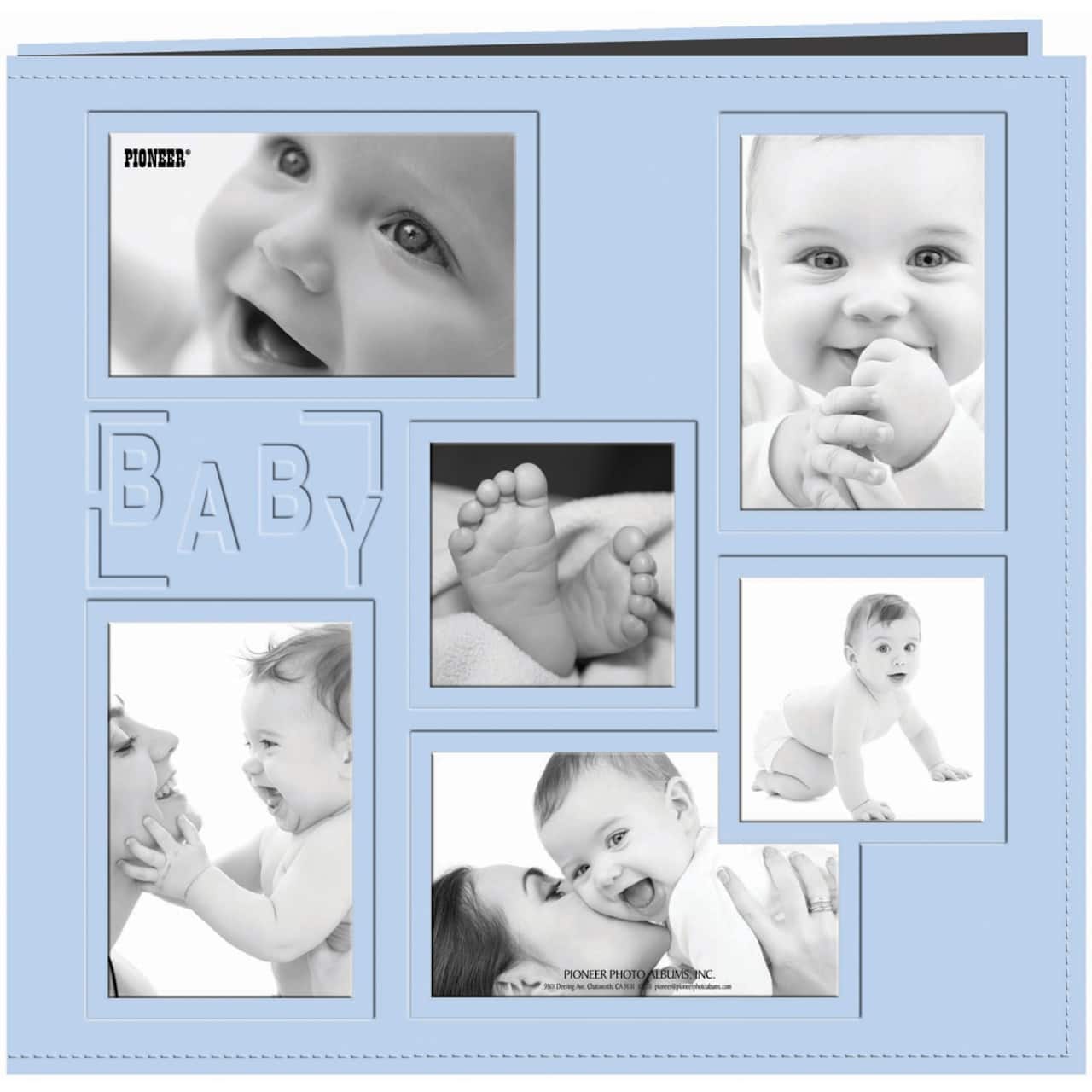 Pioneer® Baby Blue Embossed Collage Frame Post Bound Photo Album